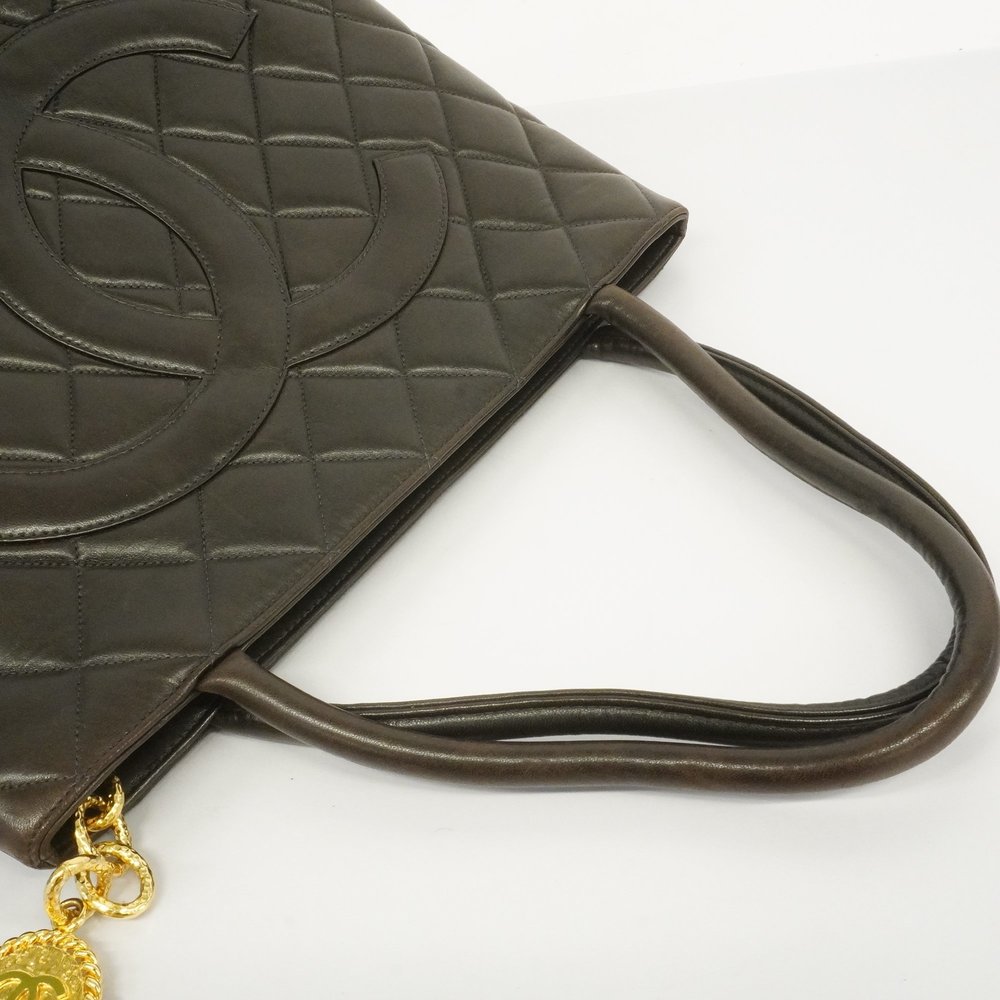 CHANELAuth  Reprint Tote Women's Leather Tote Bag Dark Brown - Picture 9 of 10